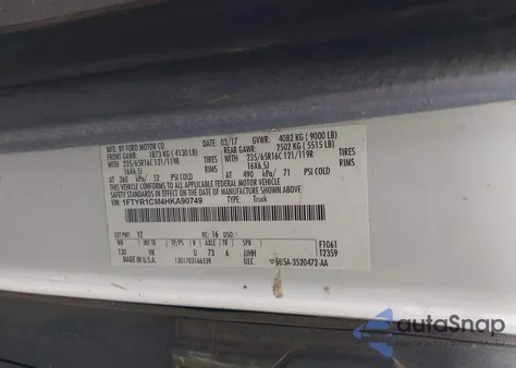 2017 Ford Transit-250 from USA, damaged, VIN 1FTYR1CM4HKA90749